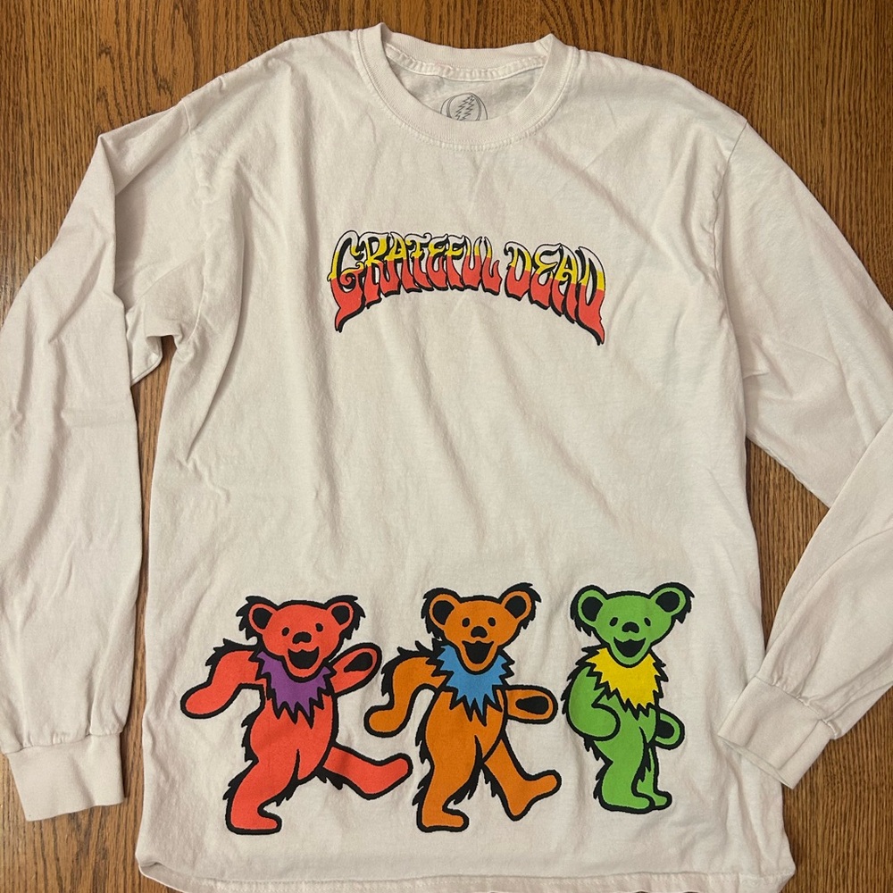 Grateful Dead Long Sleeve Tee - White with Red, Orange, Green Bears size M